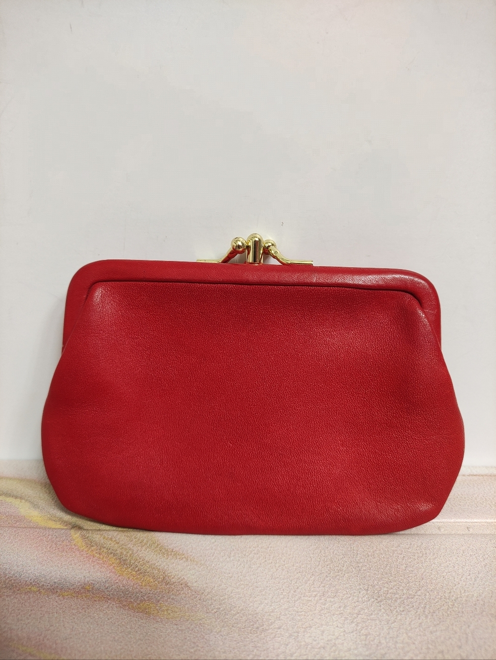 Vintage Coach 7180 Double Kisslock Coin Purse Red